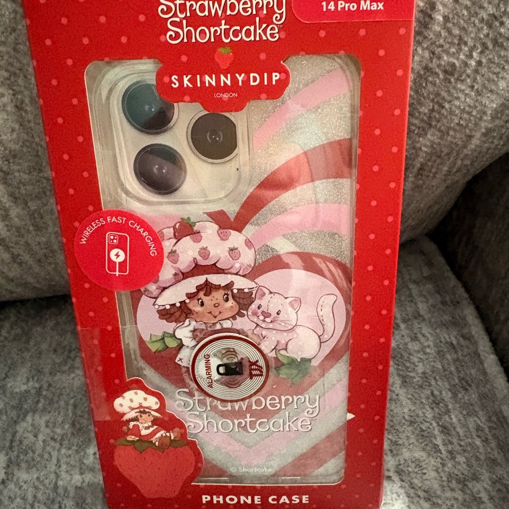 Strawberry Shortcake Phone Case for iPhone 13/14 Pro Max - Pink and White